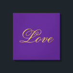 Gold Colour Script Love Purple Calligraphy Canvas Print<br><div class="desc">You can easily change the fonts and colours. You can also add your logo and the background image as you like.</div>