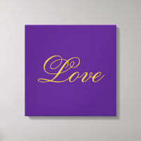 Gold Colour Script Love Purple Calligraphy