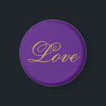 Gold Colour Script Love Purple Wedding Calligraphy Magnet<br><div class="desc">You can easily change the fonts and colours. You can also add your logo and the background image as you like.</div>