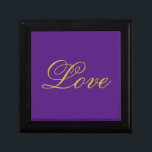 Gold Colour Script Love Royal Purple Calligraphy Gift Box<br><div class="desc">You can easily change the fonts and colours. You can also add your logo and the background image as you like.</div>