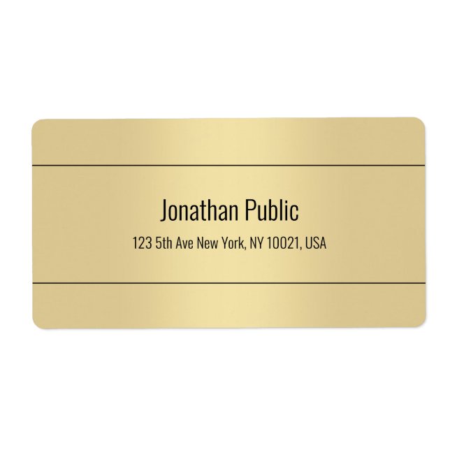 Gold Colour Simple Design Template Shipping Addres (Front)
