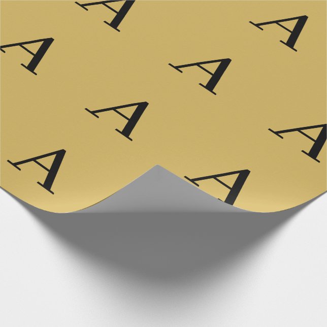 Gold Colour Simple Monogram Add Name Initial Wrapping Paper (Corner)