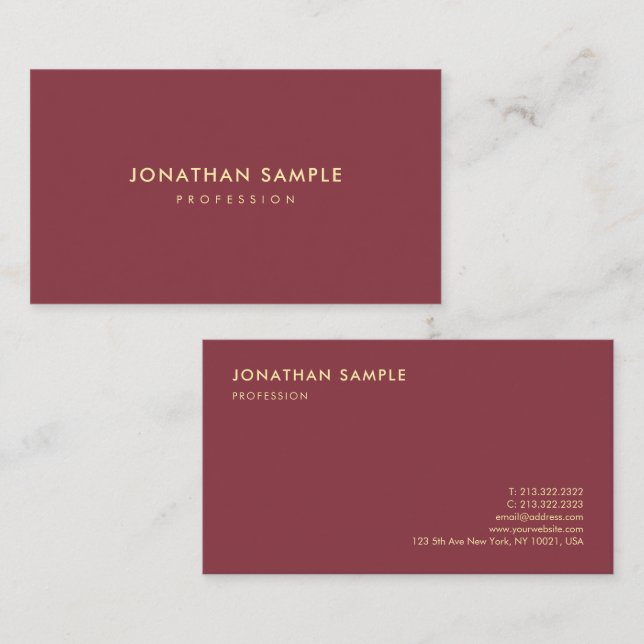 Gold Colour Text Elegant Minimal Design Luxurious Business Card (Front/Back)