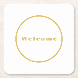 Gold Colour Welcome Party Minimalist Professional Square Paper Coaster