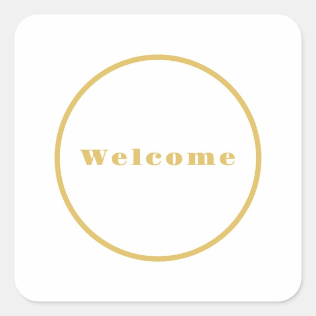 Gold Colour Welcome Party Minimalist Professional  Square Sticker (Front)