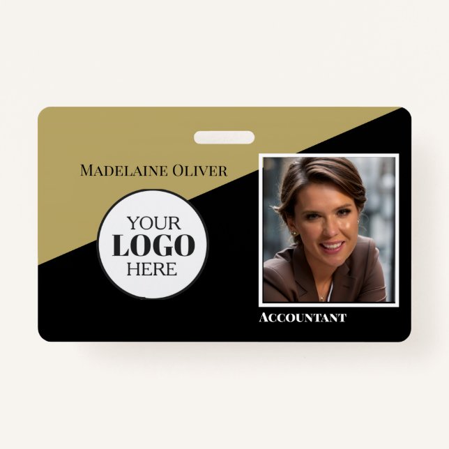  Gold Colour White Employee ID Photo Logo  ID Badge (Front)
