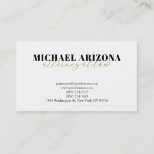 Gold Colour White Minimalist Simple Plain  Business Card