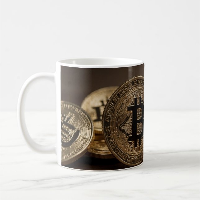 Gold Coloured BitCoin Coffee Mug (Left)