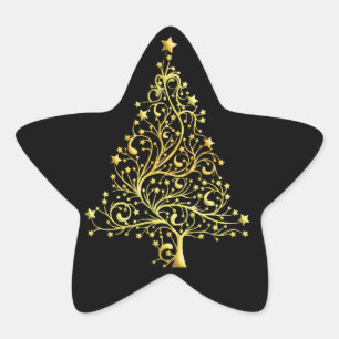 Gold-Coloured Christmas Tree Star Sticker