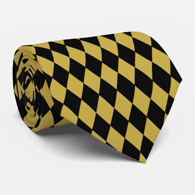 Gold Coloured Diamond Design Any Colour Background Tie (Rolled)