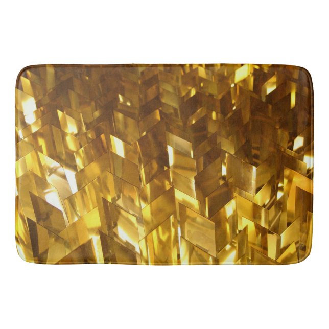 Gold Coloured Fractal Luxury Bath Mat (Front)