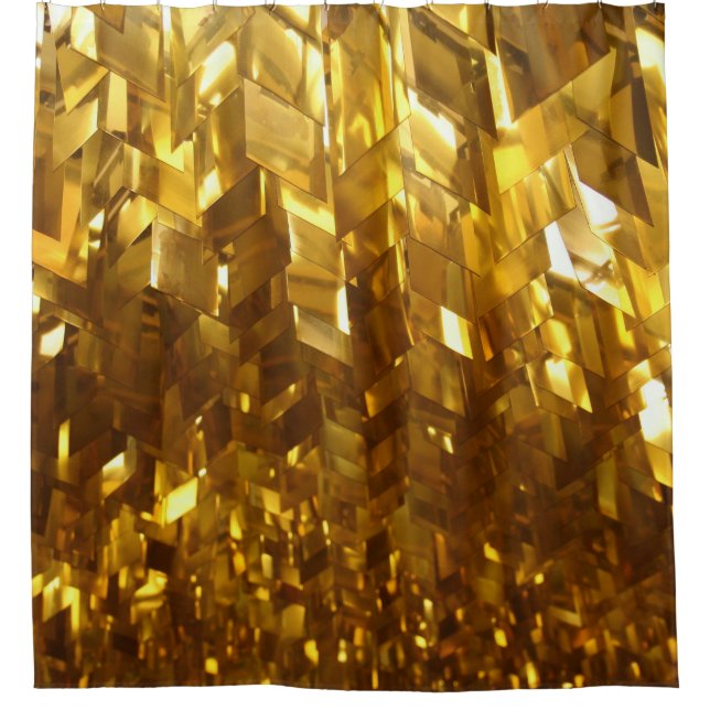 Gold Coloured Fractal Luxury Shower Curtain (Front)