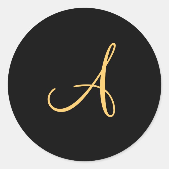 Gold-coloured initial A on black monogram sticker (Front)