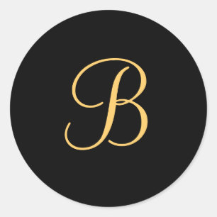 Gold-coloured initial B on black monogram sticker