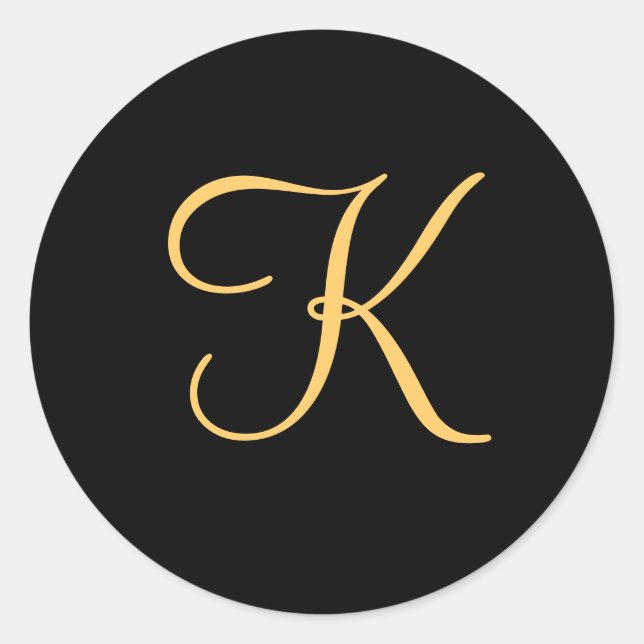 Gold-coloured initial K on black monogram sticker (Front)