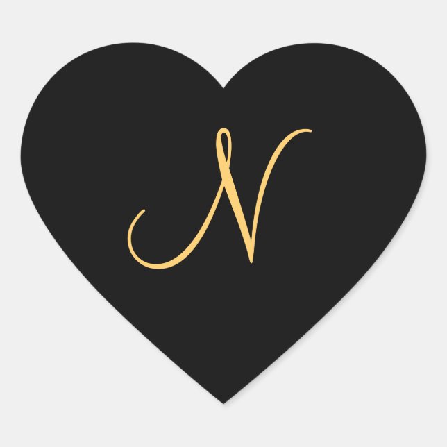 Gold-coloured initial N on black monogram sticker (Front)