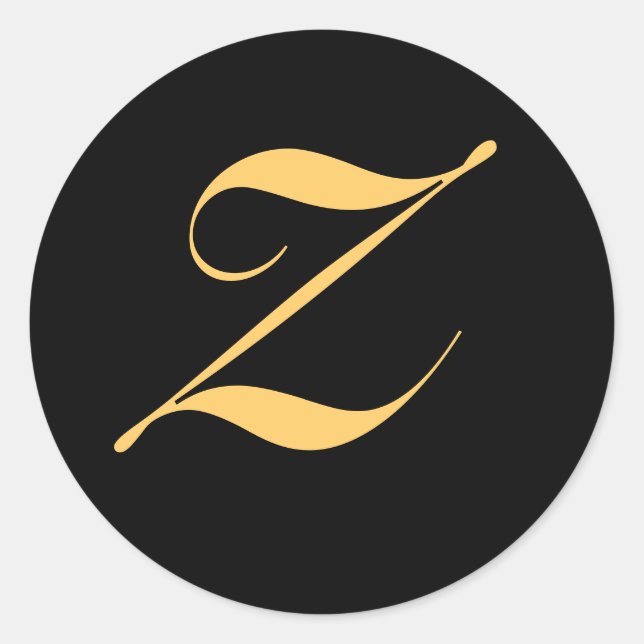 Gold-coloured initial Z on black monogram sticker (Front)