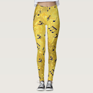 gold,coloured leggings elegant notes pattern shiny
