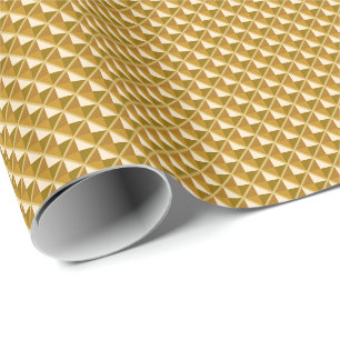 Gold coloured, metallic look, studded grid wrapping paper