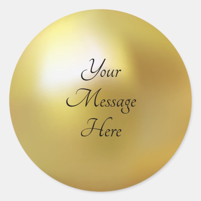 Gold Coloured Pearl Custom Message Round Classic Round Sticker (Front)