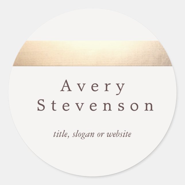 Gold Coloured Striped Modern White Cream Classic Round Sticker (Front)