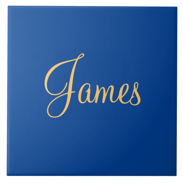 Gold-coloured text on blue background, TEMPLATE,  Tile (Front)