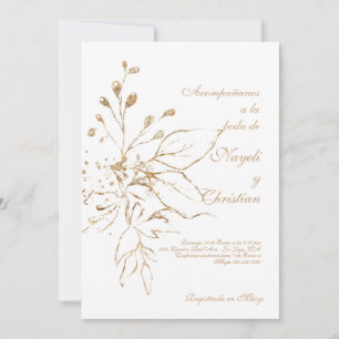Gold coloured wedding invitation