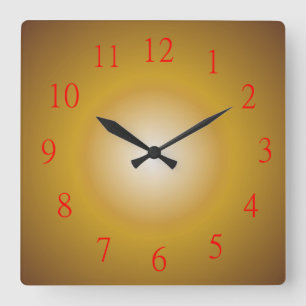 Gold Coloured with Red Numerals> Wall Clock