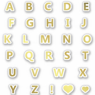 Gold Colours Letters Monogram Sticker Pack Alphabe