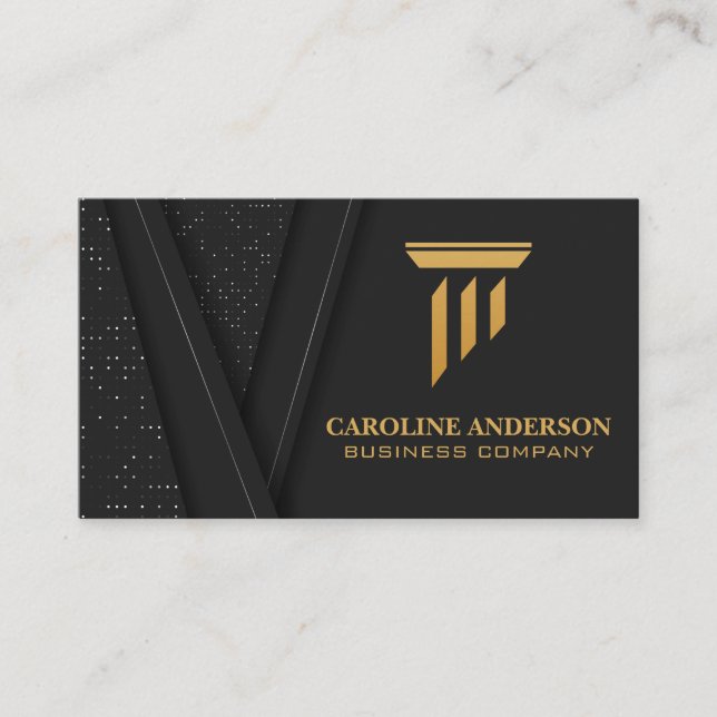 Gold Column Icon | Corporate Financial Business Card (Front)