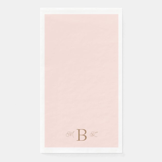 Gold Combo Font Monogram Blush Wedding  Napkin (Front)