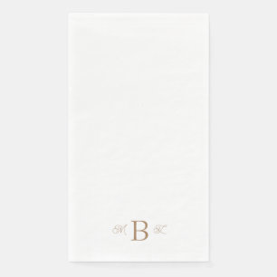 Gold Combo Font Monogram White Wedding Napkin