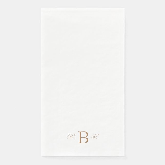 Gold Combo Font Monogram White Wedding  Napkin (Front)