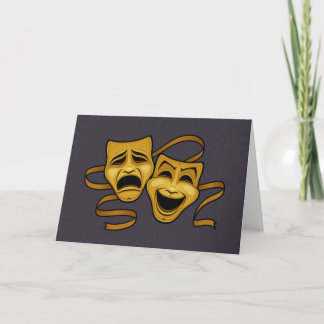 Gold Comedy And Tragedy Theatre Masks Card