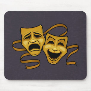 Gold Comedy And Tragedy Theatre Masks Mouse Mat