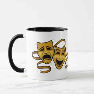 Gold Comedy And Tragedy Theatre Masks Mug