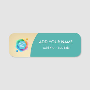 Gold Company Logo Employee Name Tag Pin Badge