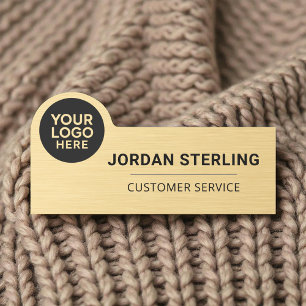 Gold Company Logo Professional Modern Corporate Name Tag
