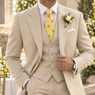 Gold Compass Star Butter Yellow Tie