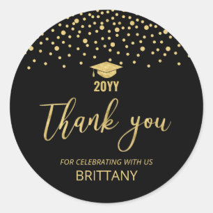Gold Confetti 2021 Graduation Party Favour Classic Round Sticker