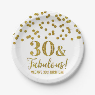 Gold Confetti 30 and Fabulous Paper Plate