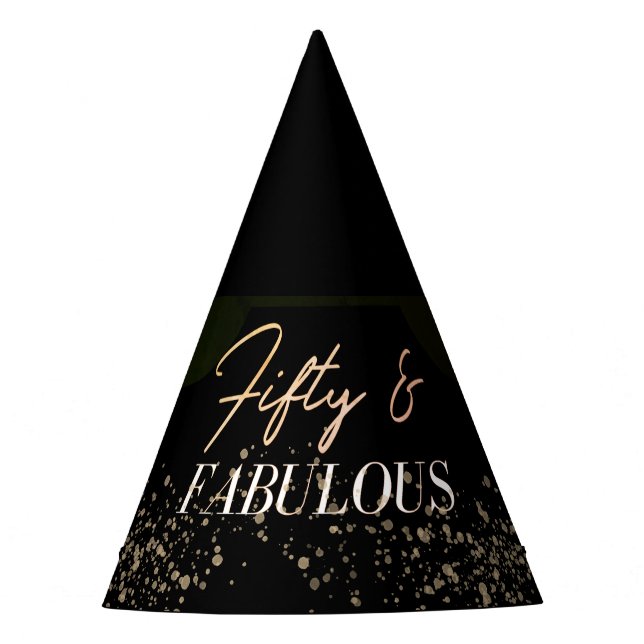 Gold Confetti 50 and Fabulous Party Hat (Front)