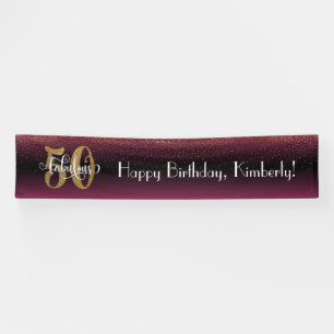 Gold Confetti 50 & Fabulous Hot Pink + Black Ombre Banner