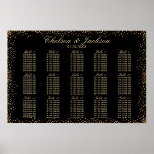 Gold Confetti and Black - 15 Seating Chart