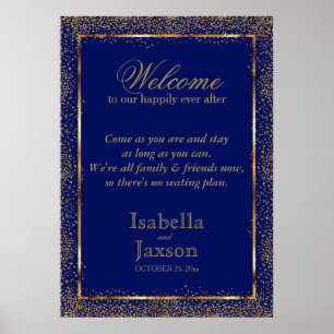 Gold Confetti and Dark Blue - Welcome Poster