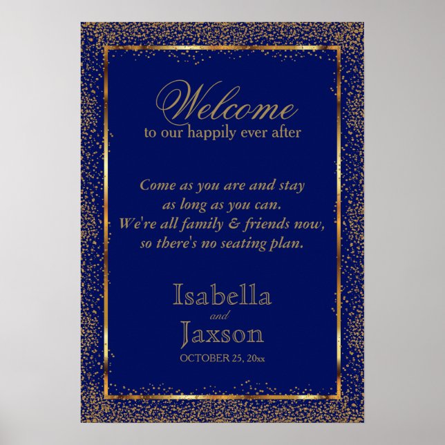 Gold Confetti and Dark Blue - Welcome Poster (Front)