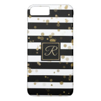 Gold Confetti and Stripes iPhone 8 Plus Case