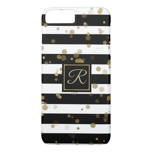Gold Confetti and Stripes iPhone 8 Plus Case (Back)