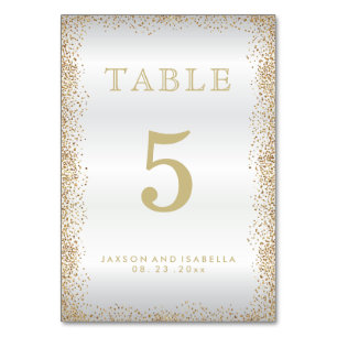 Gold Confetti and White - Table Card