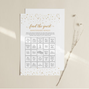 Gold Confetti Anniversary Game Bingo - GAC37e